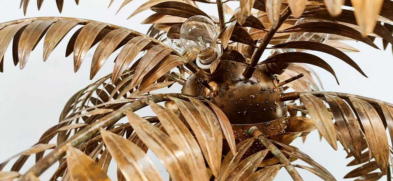 Lampada da terra a forma di palma in ottone, anni '70 1377851