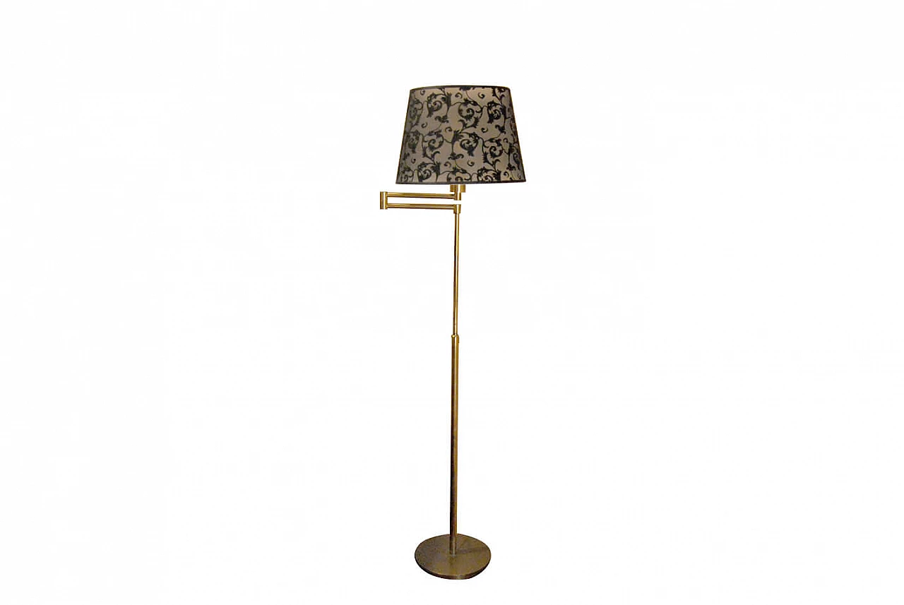 Brass floor lamp with lace shade, 1950s 1377871