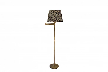 Brass floor lamp with lace shade, 1950s