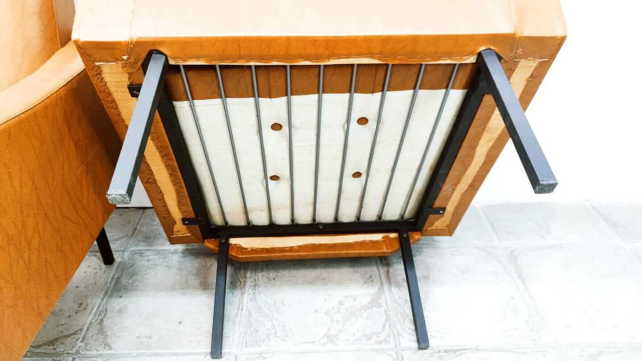 Pair of armchairs with brown fabric, 1960s 1377902