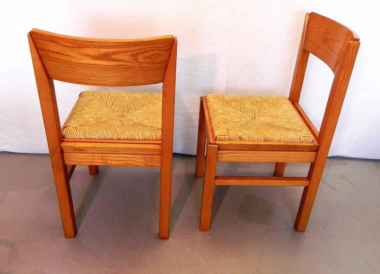 Coppia di sedie da cucina in tiglio massiccio, anni '80 1378089