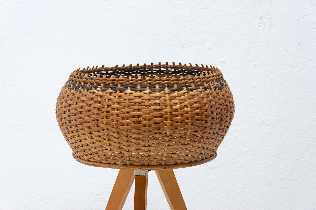 Wicker and beech planter, 1960s 1378194