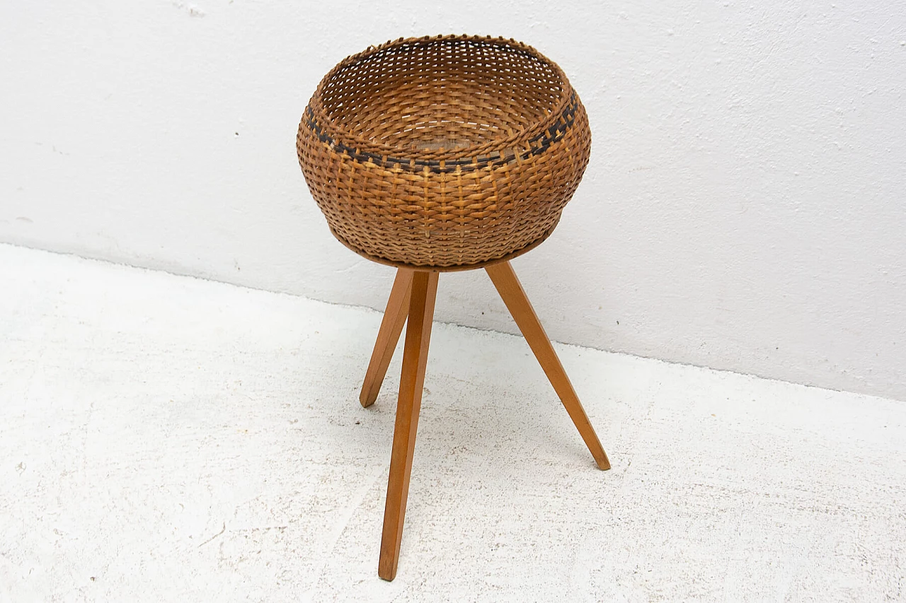 Wicker and beech planter, 1960s 1378196