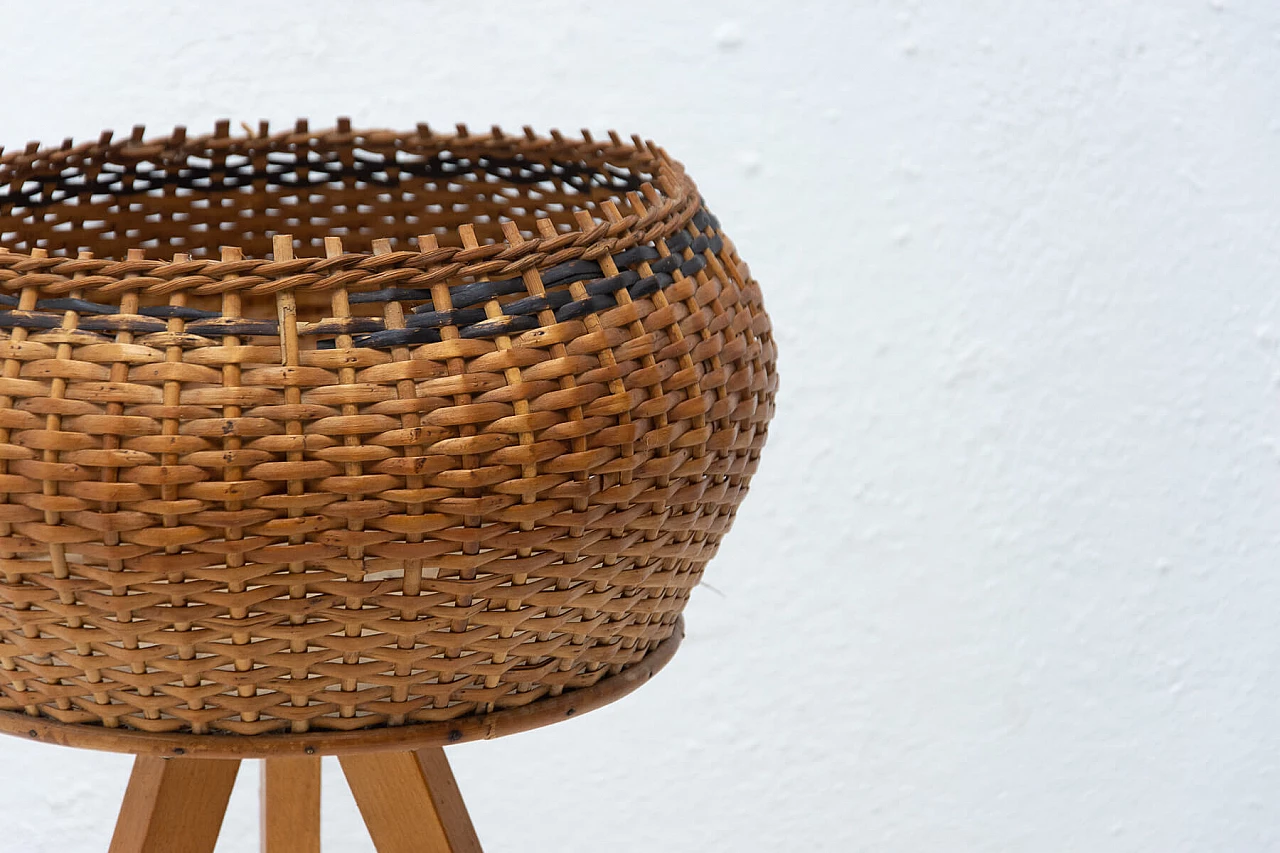 Wicker and beech planter, 1960s 1378198