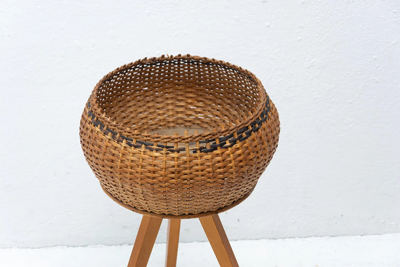 Wicker and beech planter, 1960s 1378200