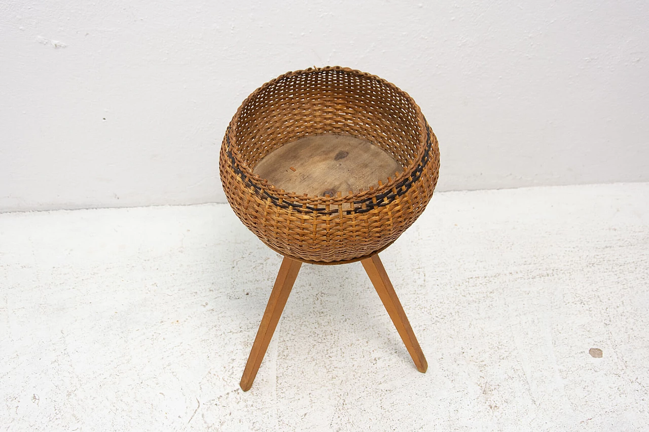 Wicker and beech planter, 1960s 1378201