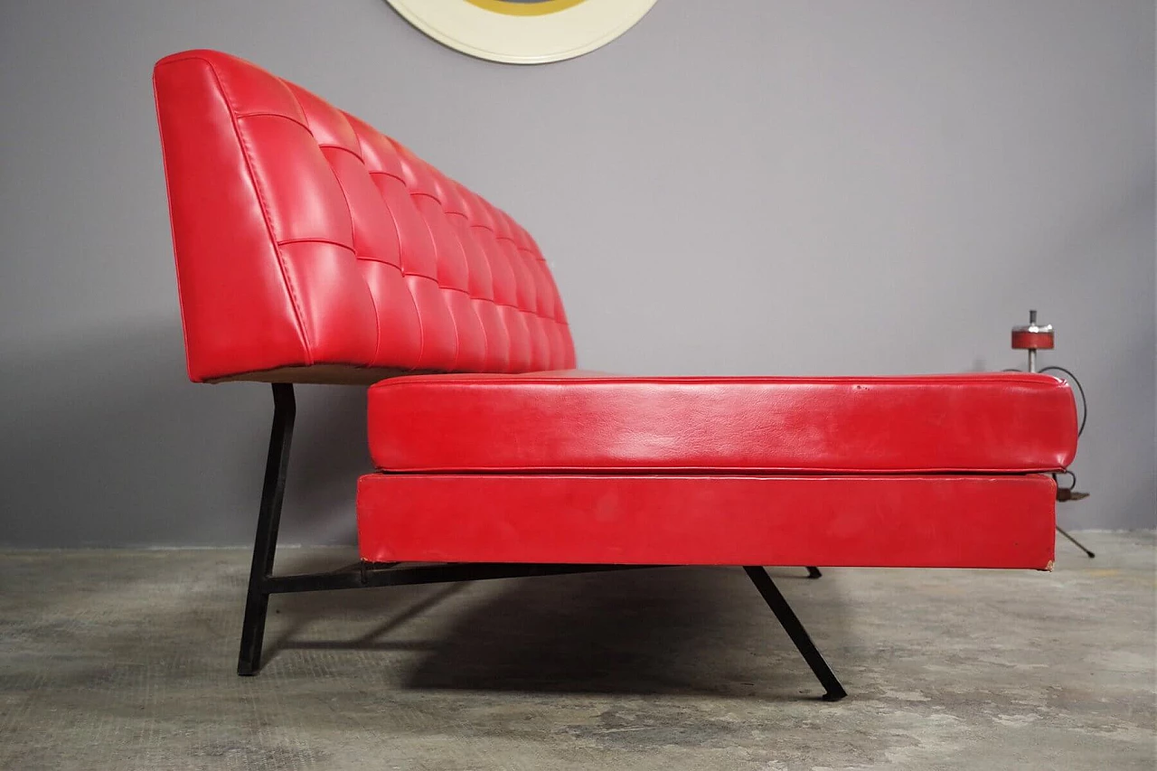 Divano Letto anni ‘70 pelle rossa Pirelli 1379141