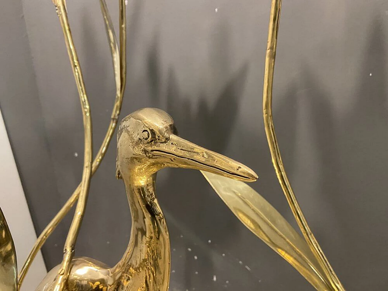 Brass lamp with heron by A. Freda for Cittone Oggi, 1970s 1379166