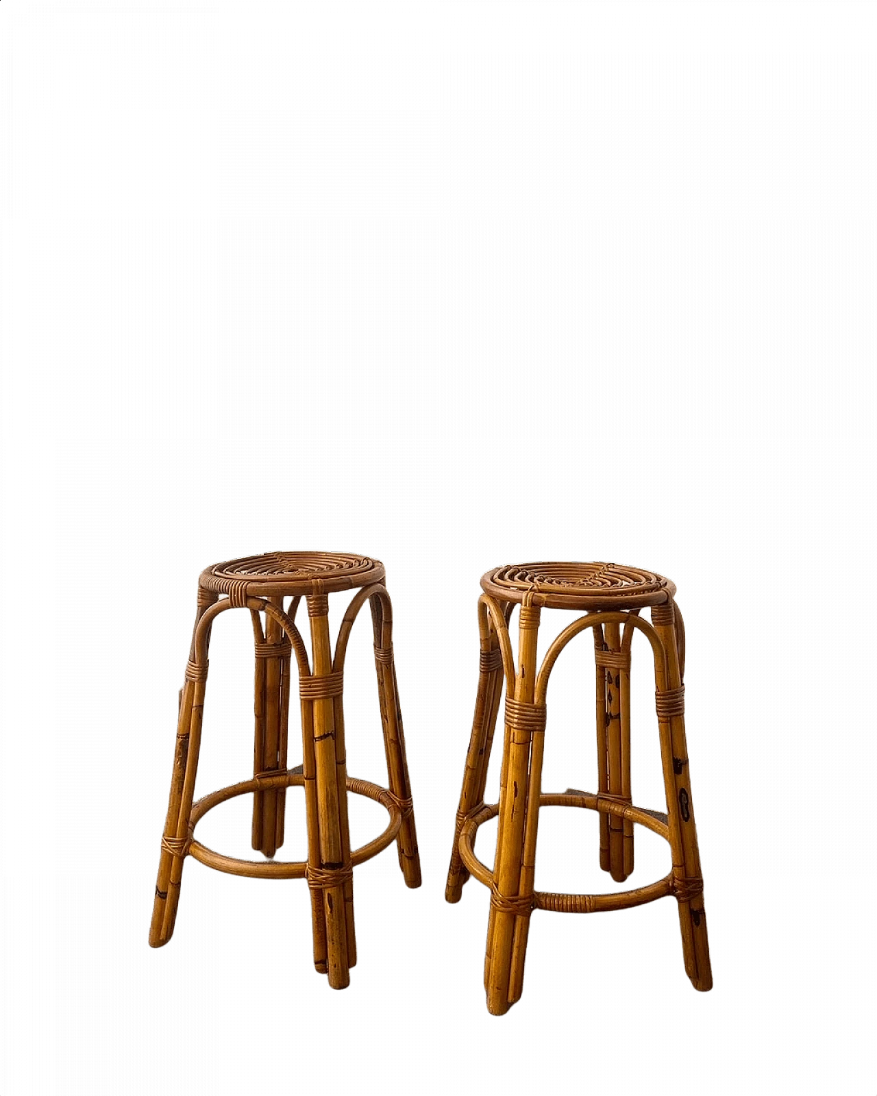 Pair of bamboo stools, 1960s 1379272