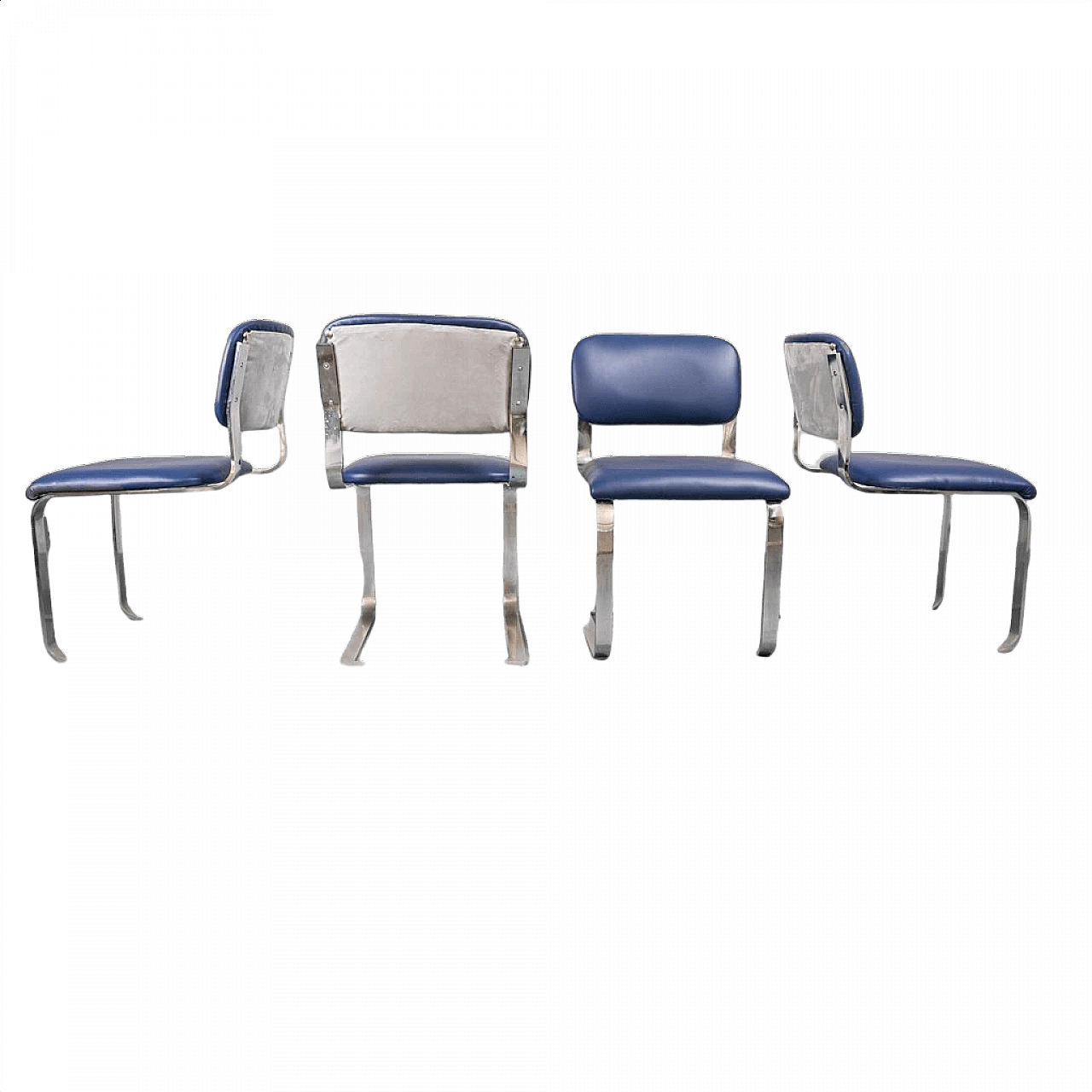 4 Sedie in ecopelle e velluto, anni '70 1379600