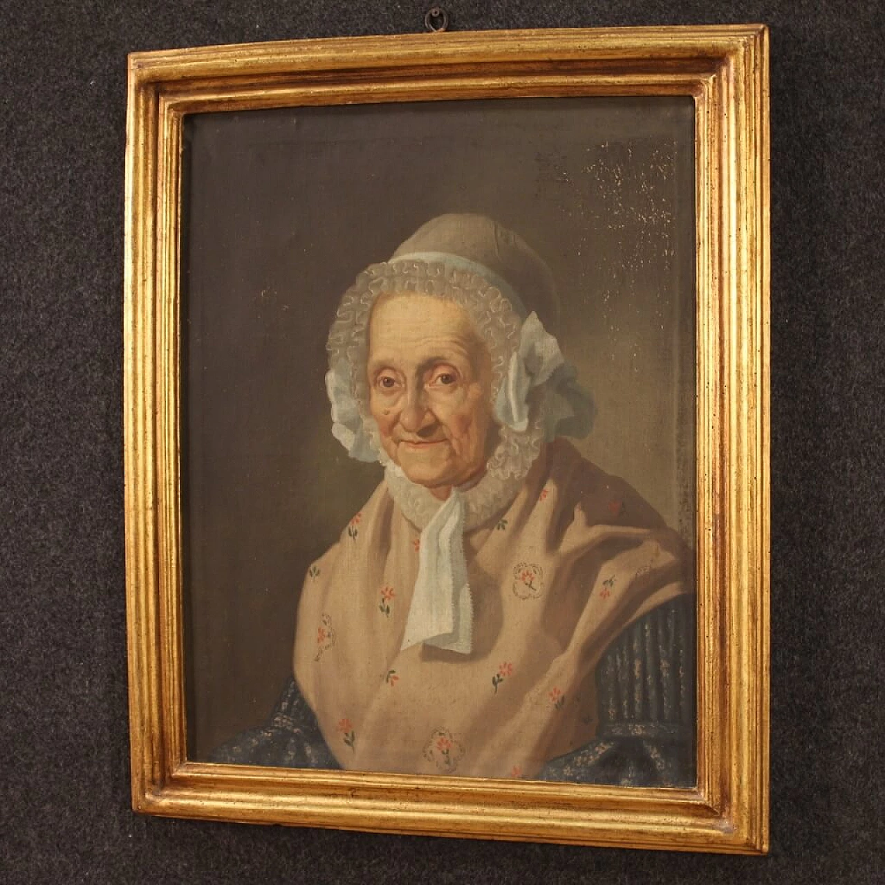 Ritratto di donna anziana, dipinto italiano olio su tela, '800 1379625