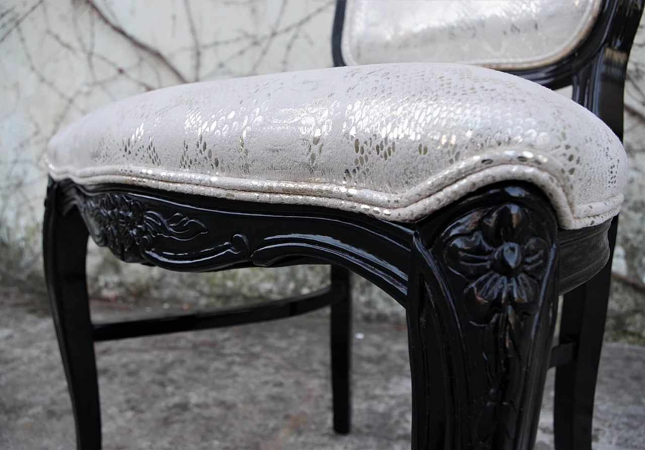 Sedia da pranzo in stile veneziano con velluto pitonato argento, anni 2000 1379632