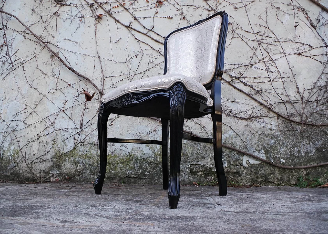 Sedia da pranzo in stile veneziano con velluto pitonato argento, anni 2000 1379633