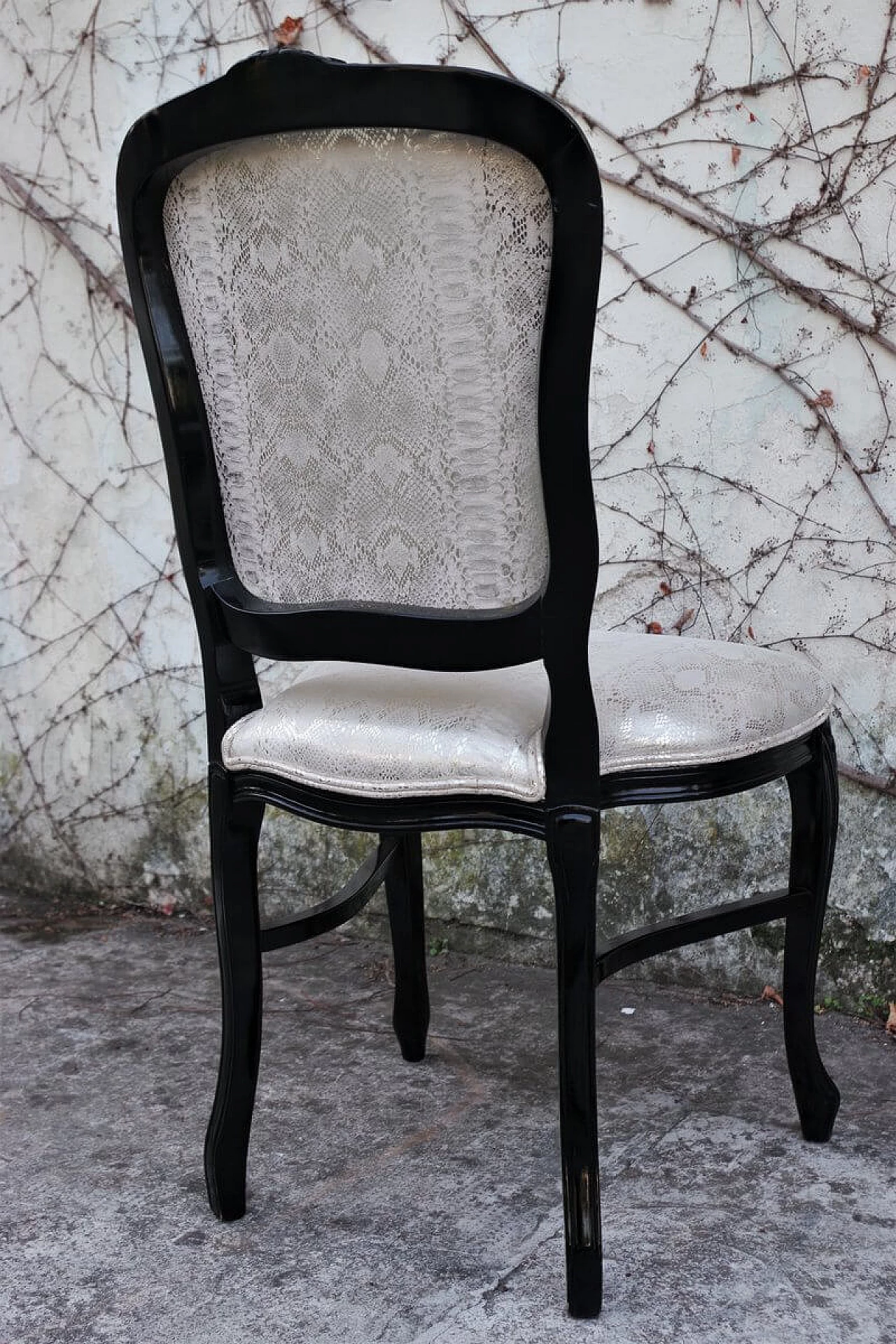 Sedia da pranzo in stile veneziano con velluto pitonato argento, anni 2000 1379634