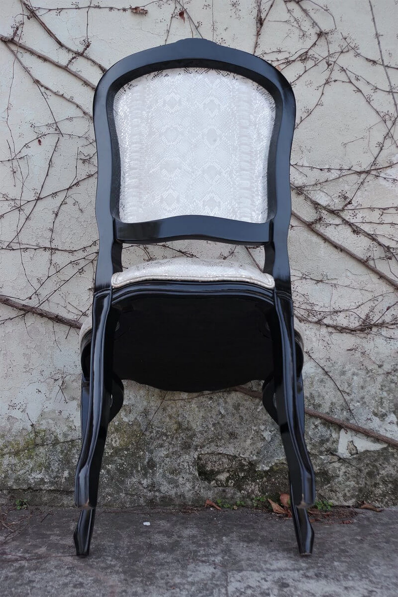 Sedia da pranzo in stile veneziano con velluto pitonato argento, anni 2000 1379637