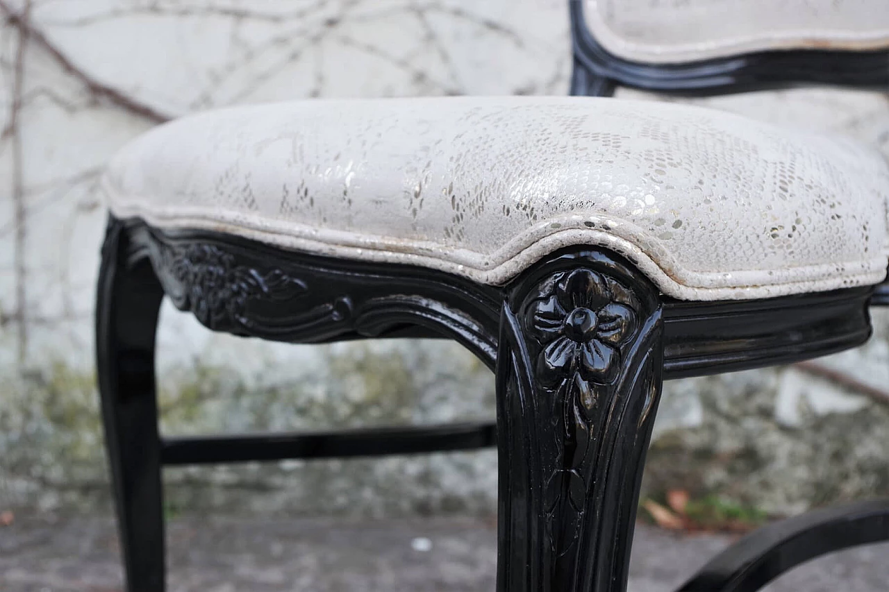 Sedia da pranzo in stile veneziano con velluto pitonato argento, anni 2000 1379638