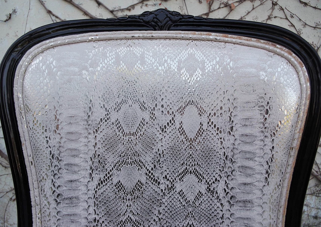 Sedia da pranzo in stile veneziano con velluto pitonato argento, anni 2000 1379639