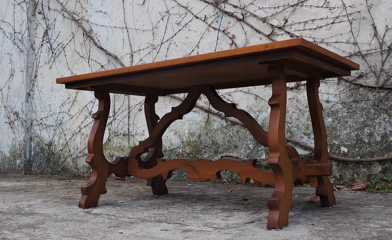 Wooden coffee table with carved base, 1960s 1379648
