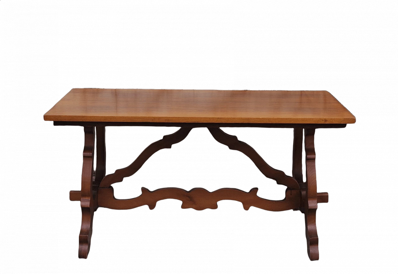 Wooden coffee table with carved base, 1960s 1379657