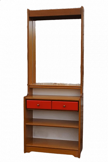 Beech wood entrance cabinet with mirror, 1970s