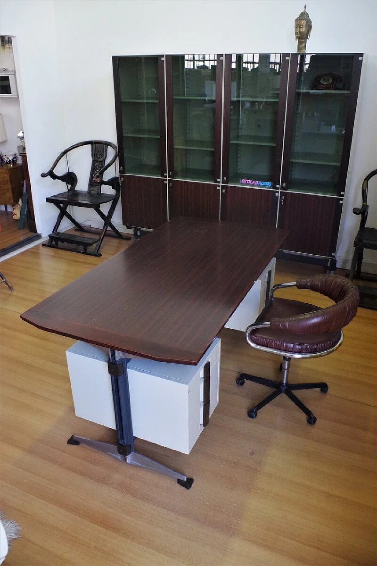 Office desk with display case by Giaiotti spa, 1960s 1379830