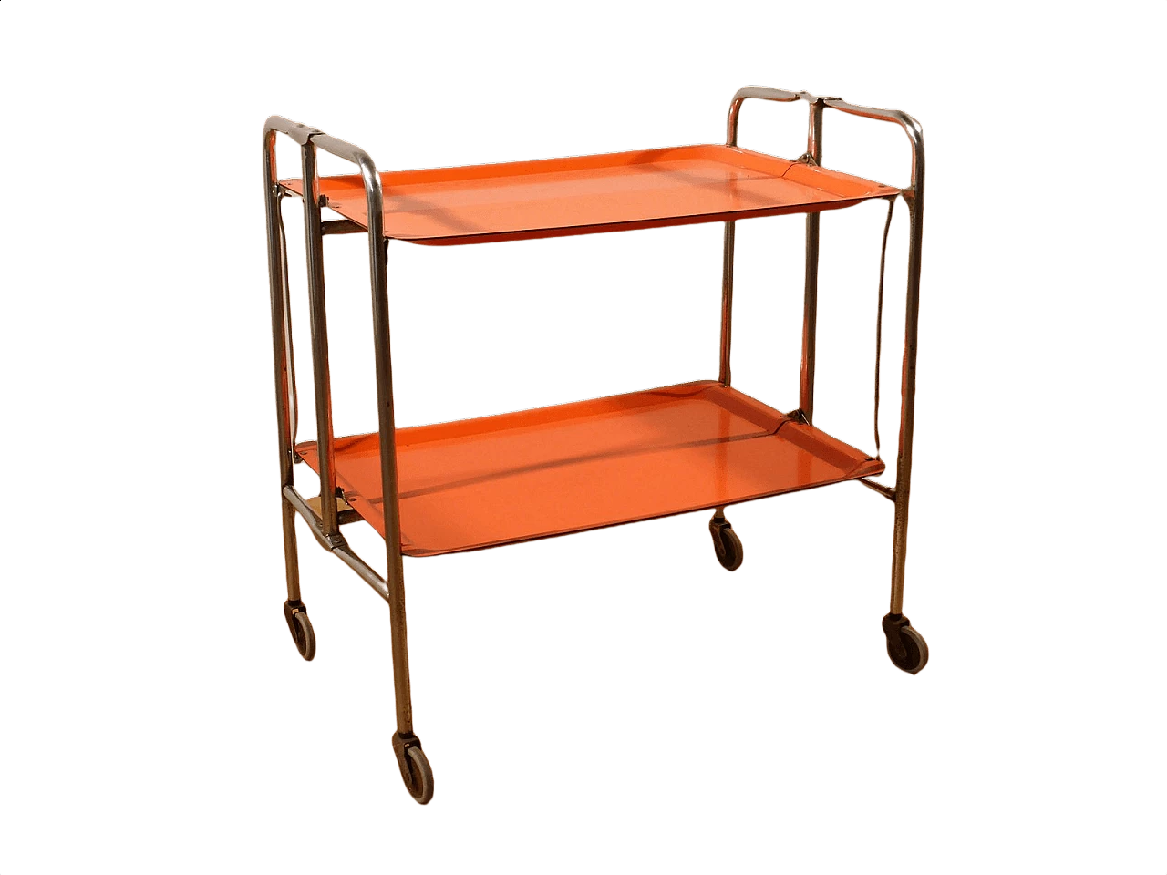 Orange plastic and metal folding trolley, 1970s 1379871