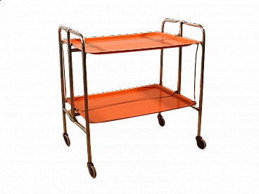 Orange plastic and metal folding trolley, 1970s
