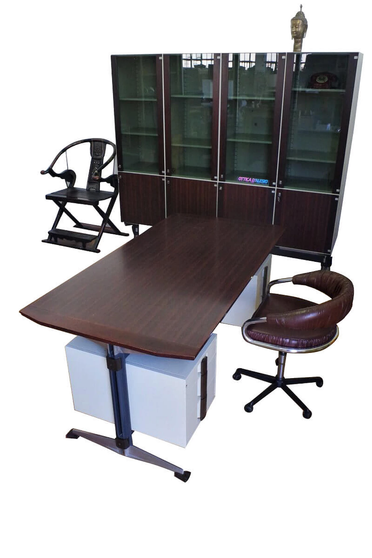 Office desk with display case by Giaiotti spa, 1960s 1379932