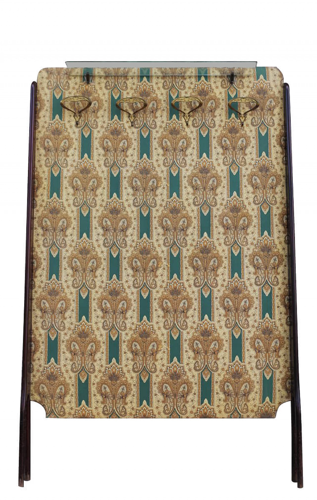 Appendiabiti di Paolo Buffa in mogano con tessuto decorato, anni '50 1379936