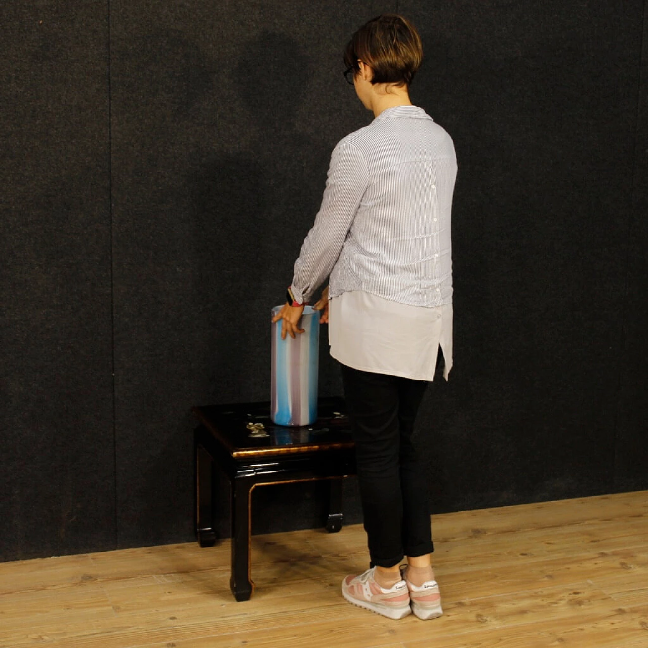 French coffee table in lacquered, painted and gilded wood with chinoiserie decorations 1379945