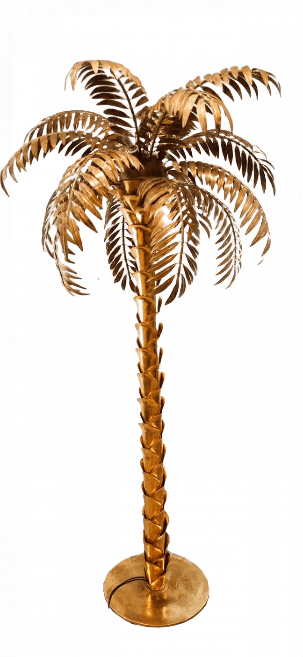 Lampada da terra a forma di palma in ottone, anni '70 1379990