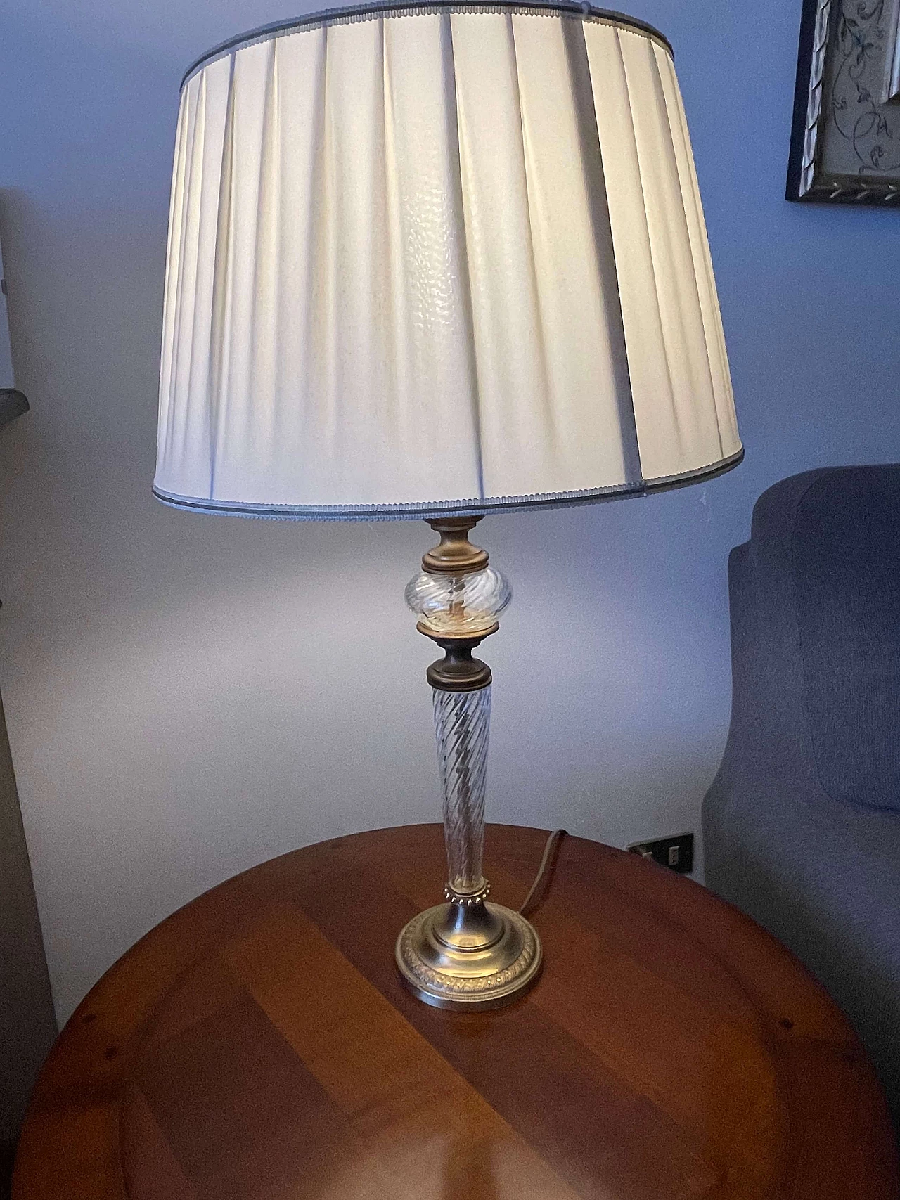Lampada da tavolo in vetro con paralume avorio 1380010