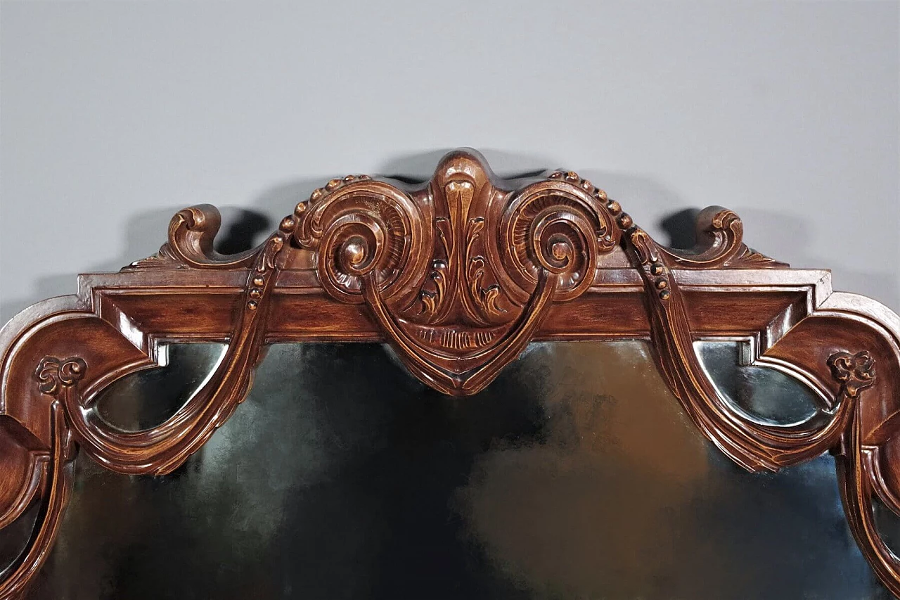 Wooden mirror with clock, 1960s 1380014