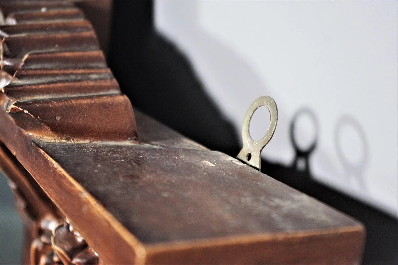 Wooden mirror with clock, 1960s 1380015
