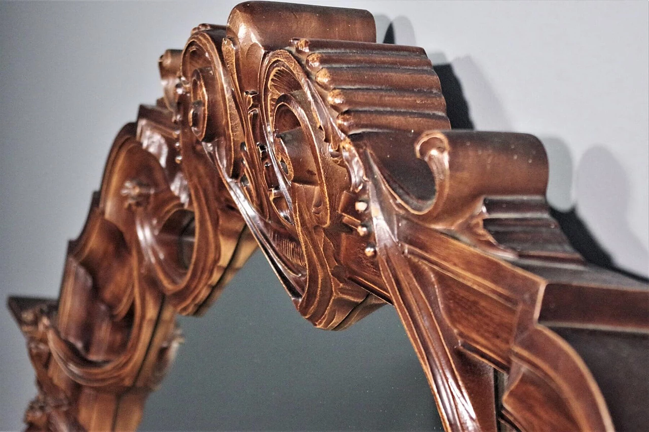 Wooden mirror with clock, 1960s 1380016