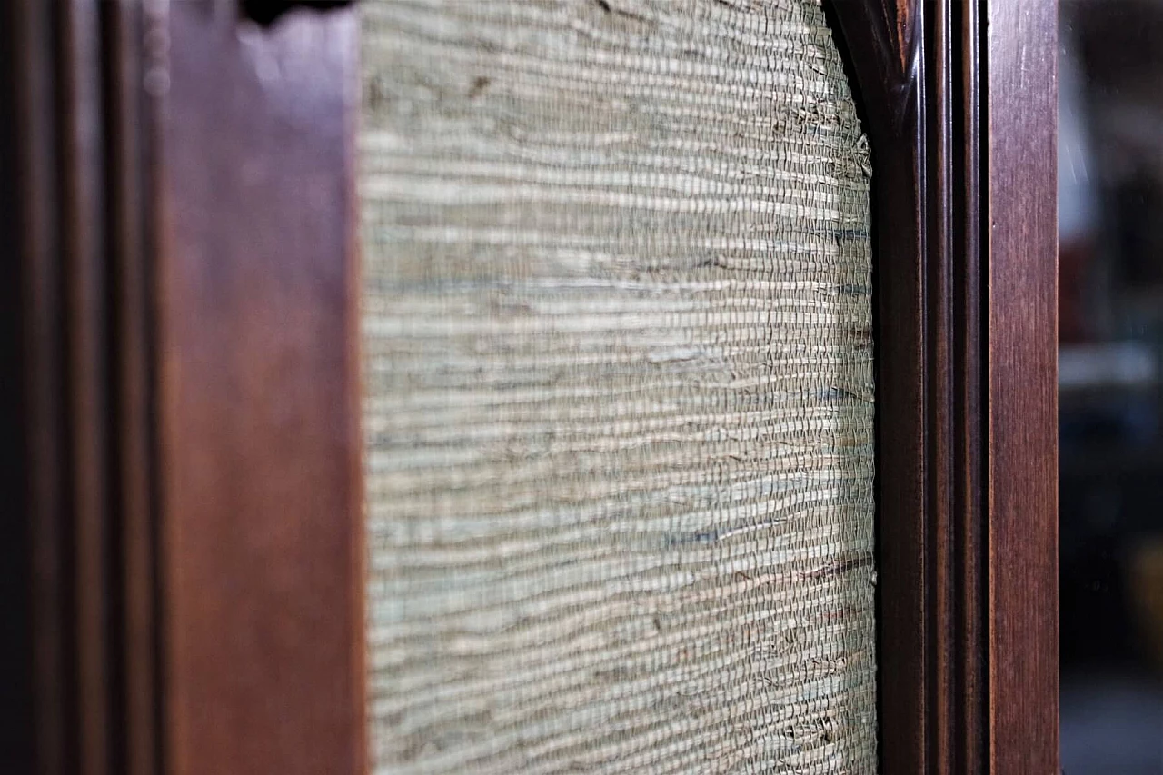 Wooden mirror with clock, 1960s 1380019