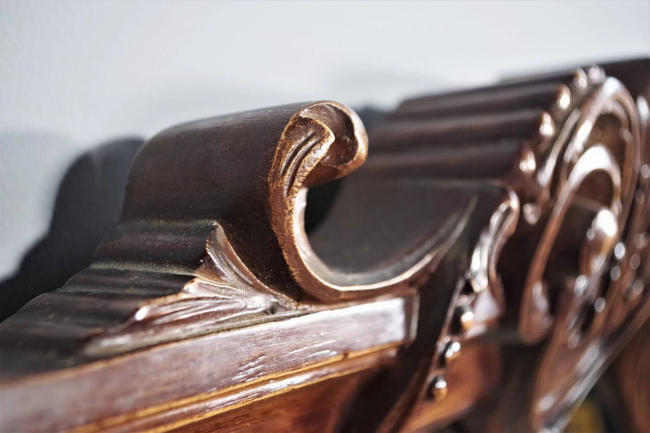 Wooden mirror with clock, 1960s 1380020