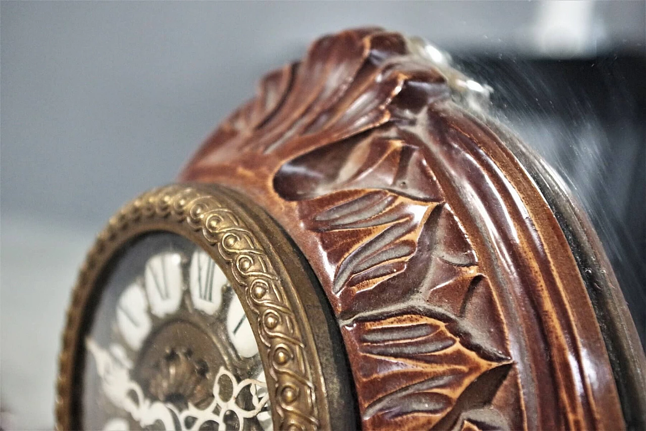 Wooden mirror with clock, 1960s 1380023