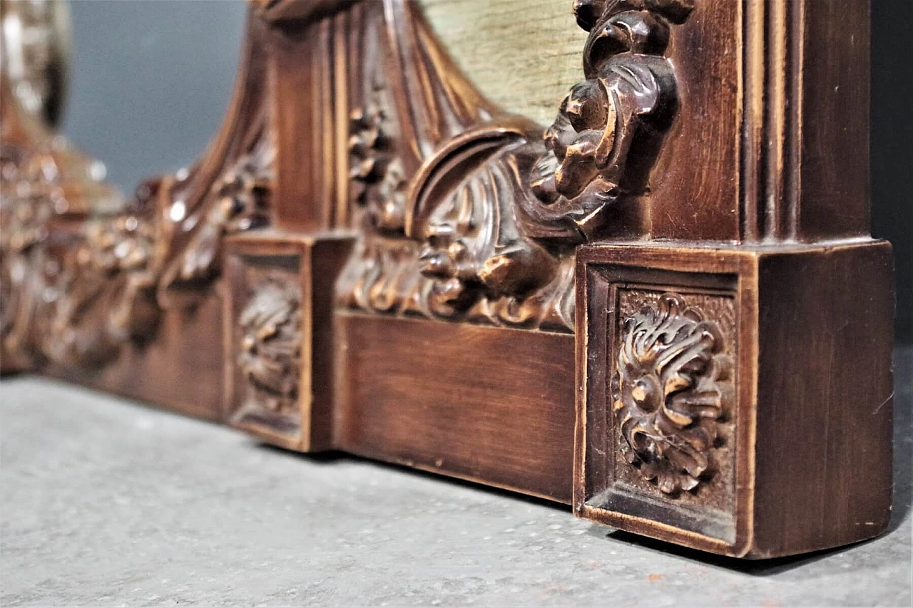 Wooden mirror with clock, 1960s 1380026