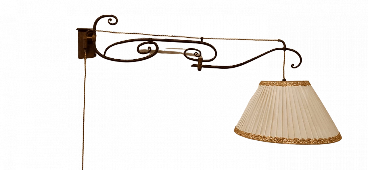 Adjustable wall lamp with lampshade, 1980s 1380065