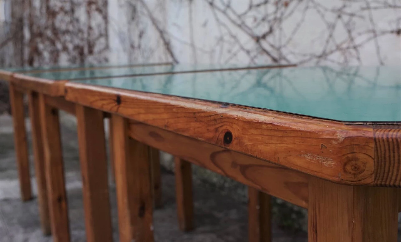 3 tavoli da gioco in legno con piano in laminato verde, anni '50 1380111