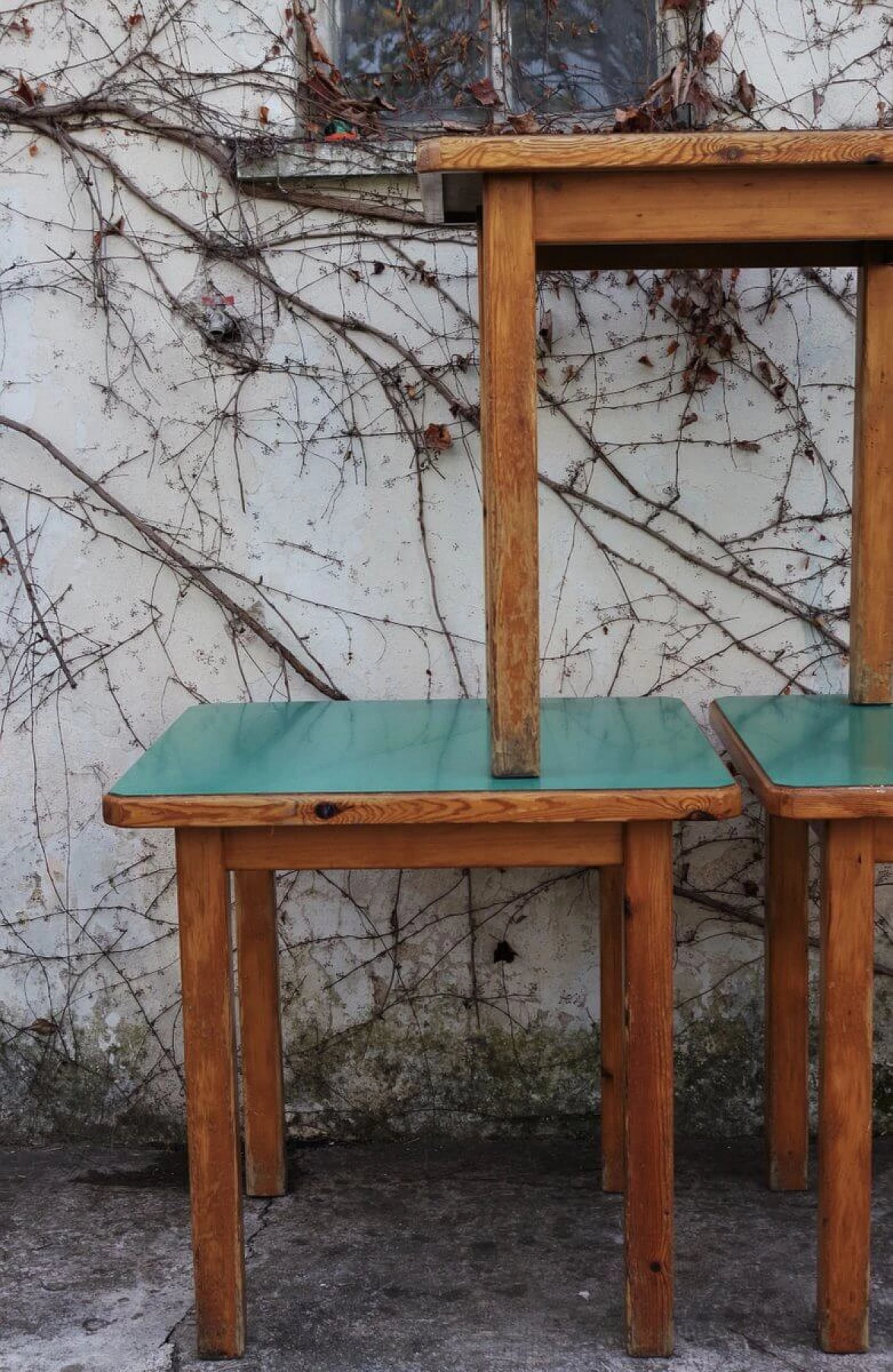 3 wooden card tables with green laminate top, 1950s 1380119