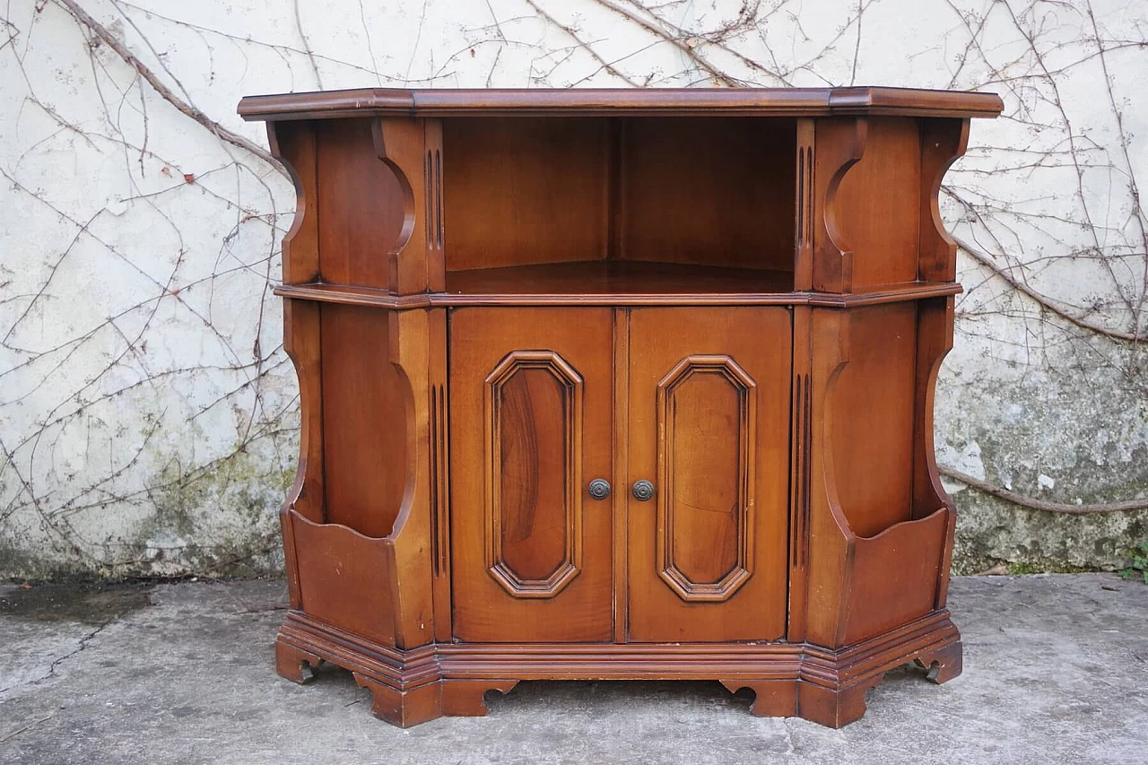 Walnut corner cabinet with magazine rack, 1950s 1380168