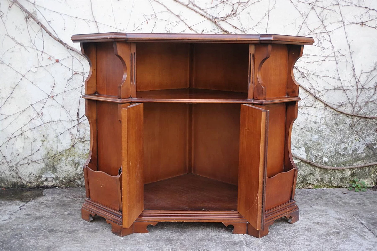 Walnut corner cabinet with magazine rack, 1950s 1380173