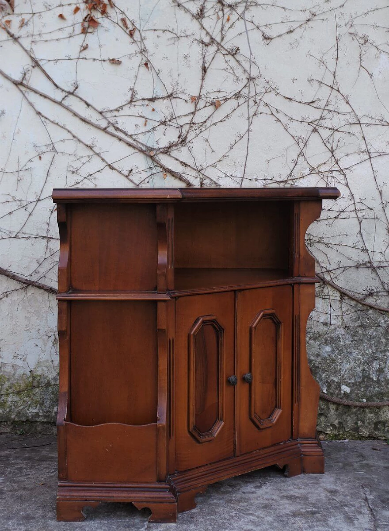 Walnut corner cabinet with magazine rack, 1950s 1380177