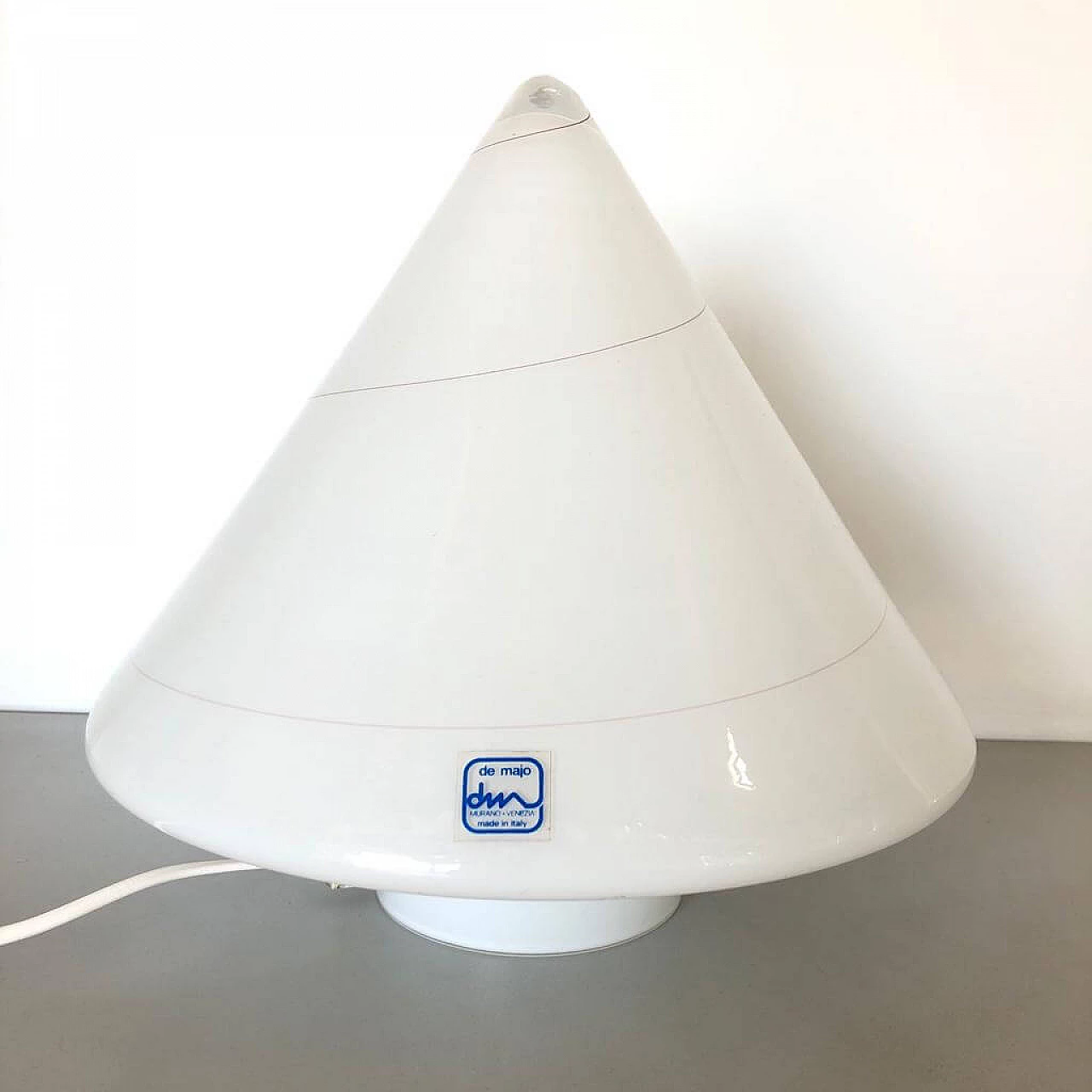 White table lamp in Murano glass by De Majo, 70s 1380178