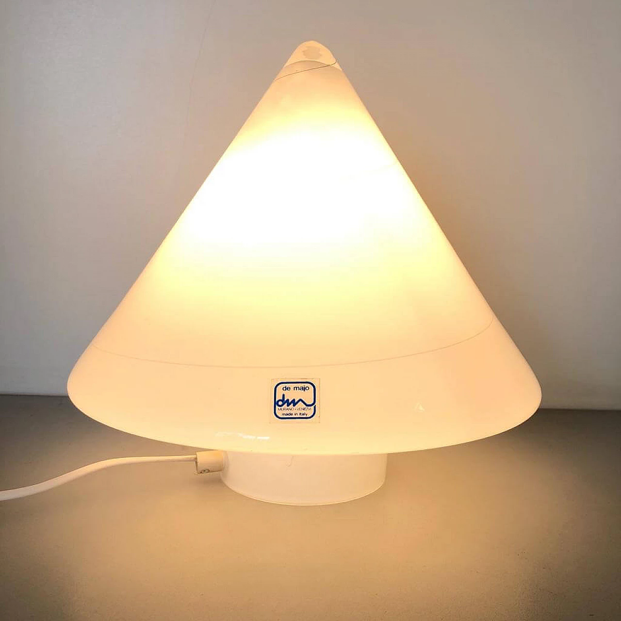 White table lamp in Murano glass by De Majo, 70s 1380179