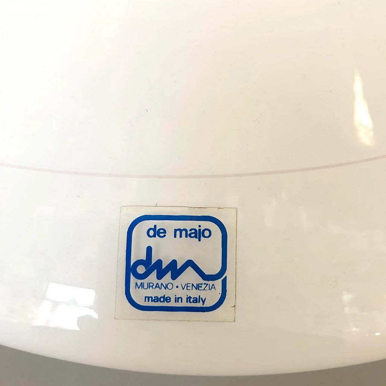 White table lamp in Murano glass by De Majo, 70s 1380180