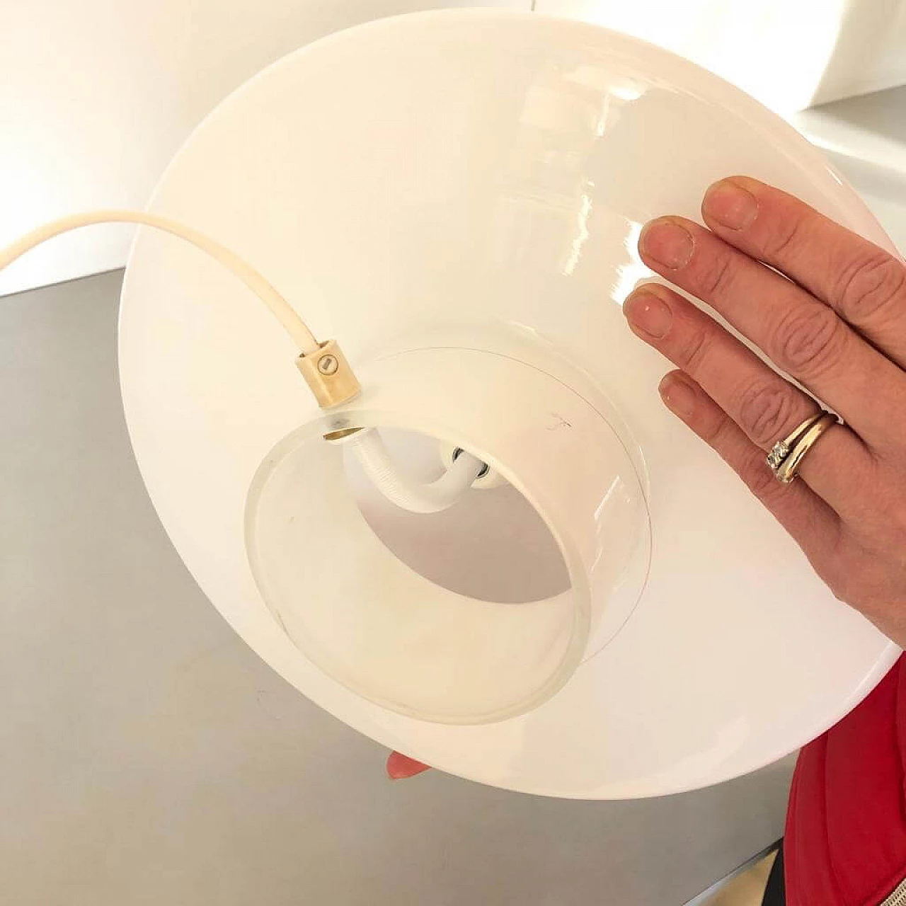 White table lamp in Murano glass by De Majo, 70s 1380182