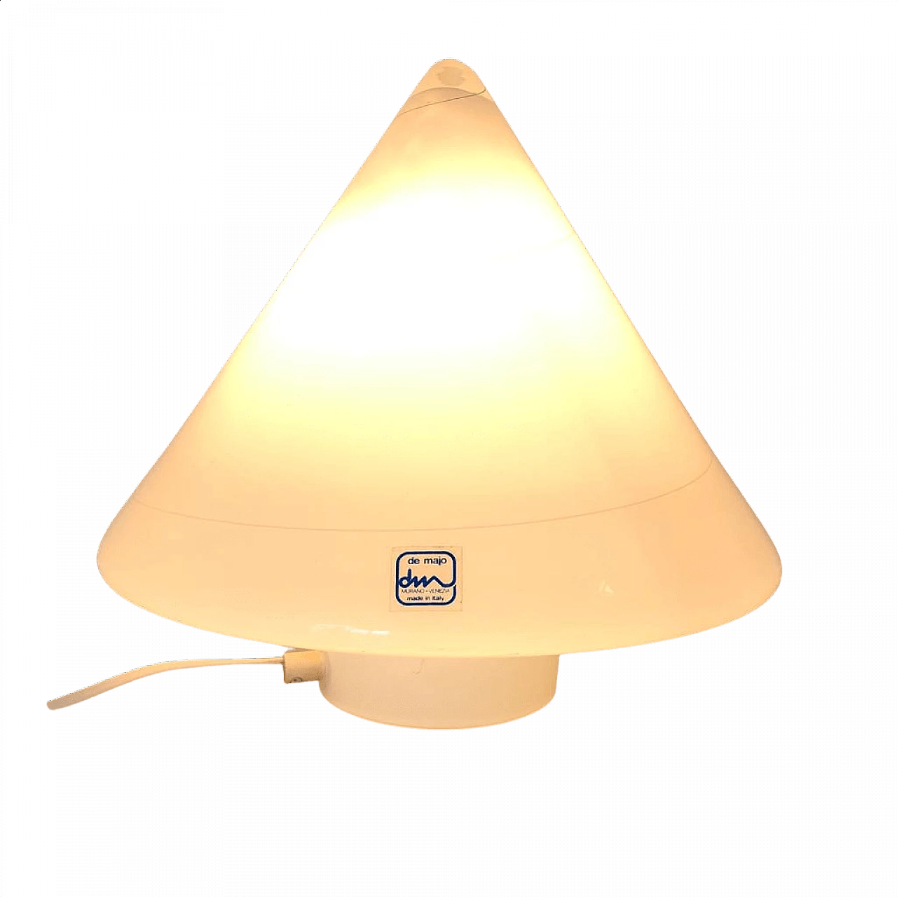 White table lamp in Murano glass by De Majo, 70s 1380200